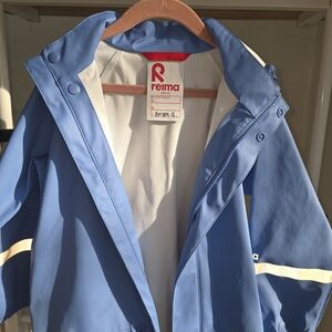 Reima Kids' Light Blue Raincoat with Reflective Trim